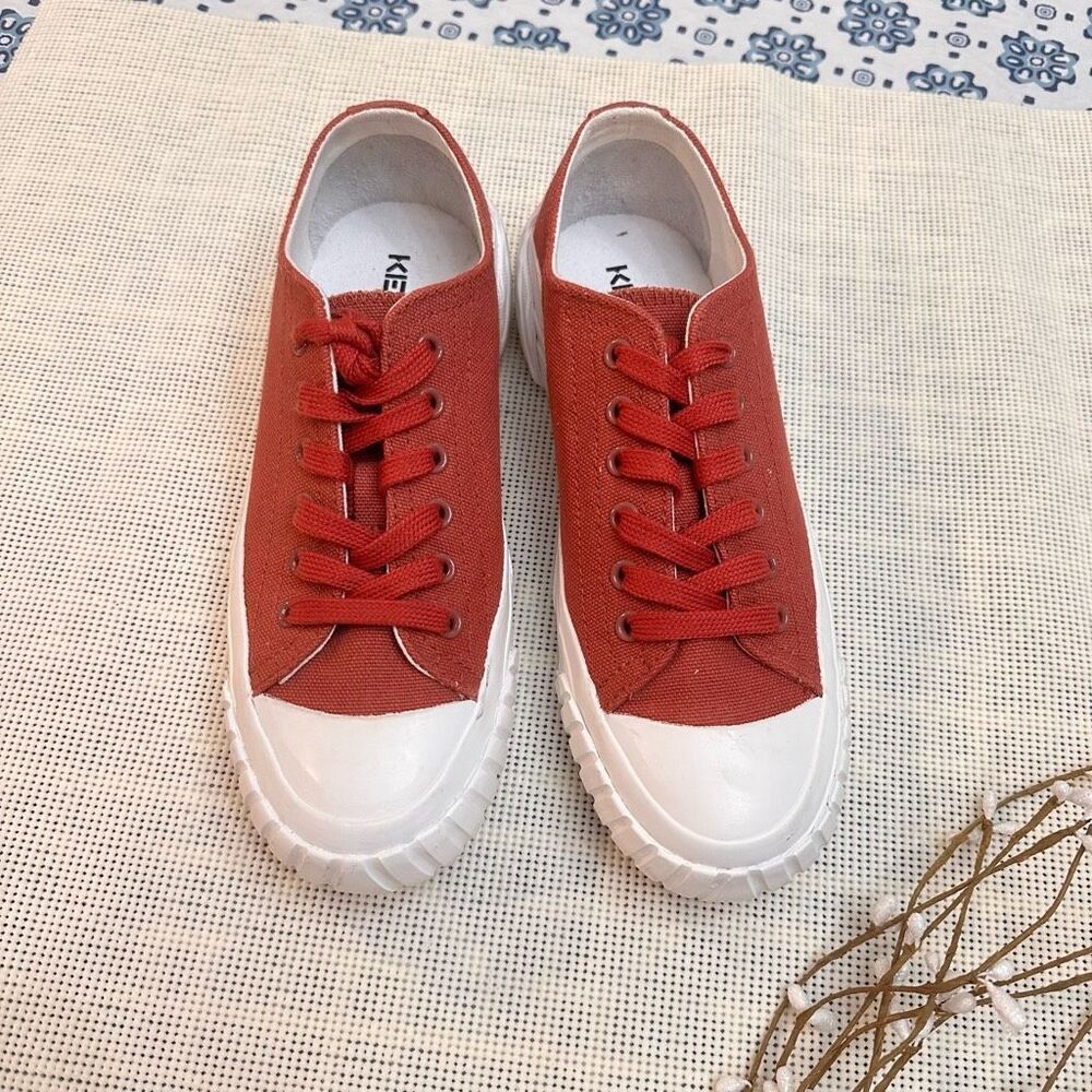 Kenzo Tiger Crest Canvas Low Top Lace Up Sneakers size 35 Rose / White US 4‎
